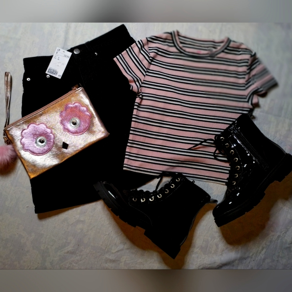 **Corduroy, Patent leather boot bundle, ONLY THE SKIRT IS NWT....SEE DETS.***